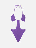 Trikini Tyra viola in tessuto crinkle