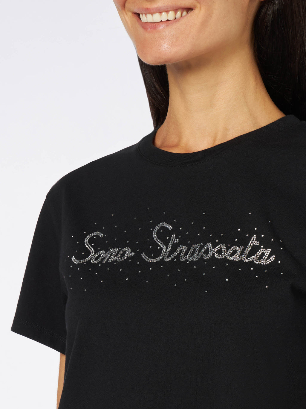 T-shirt Emilie nera con stampa strass product image 1