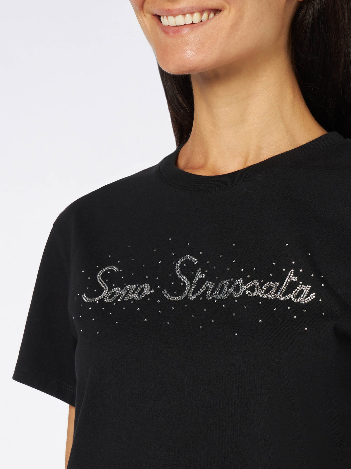 T-shirt Emilie nera con stampa strass product image 1