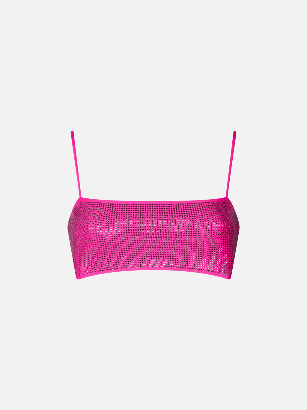 Top bikini a fascia Athena fucsia con strass