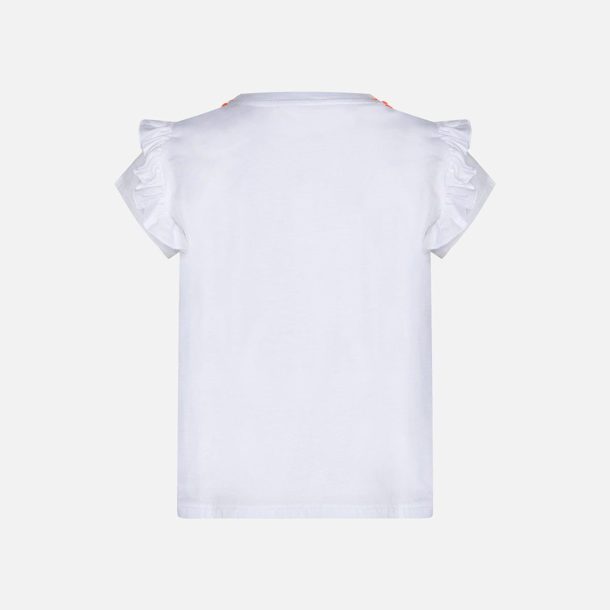 T-shirt da bambina in cotone con balza e ricamo product image 3