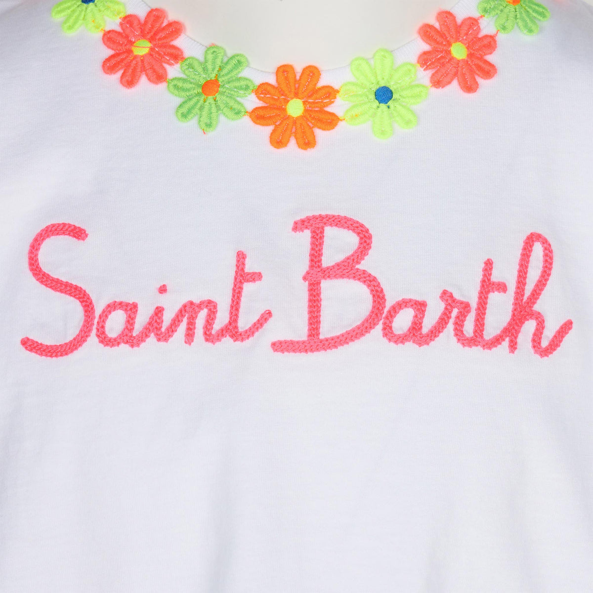 T-shirt da bambina in cotone con balza e ricamo product image 2