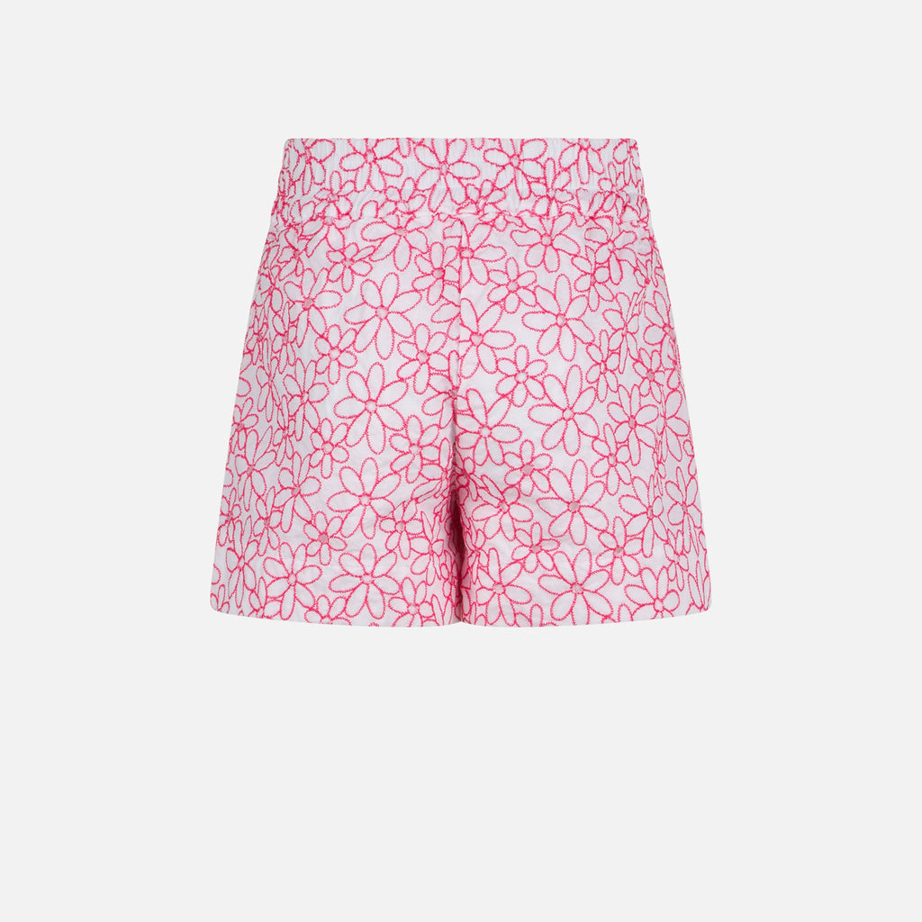 Shorts Lierre Jr bianchi con ricamo margherite rosa product image 2