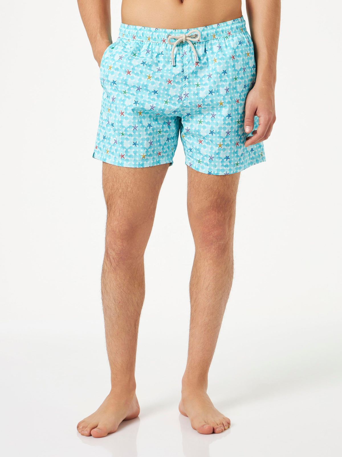 Costume mare Comfort Light azzurro con stampa stelle marine a bolle