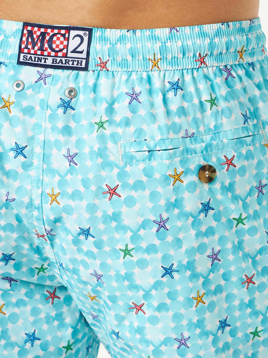 Costume mare Comfort Light azzurro con stampa stelle marine a bolle