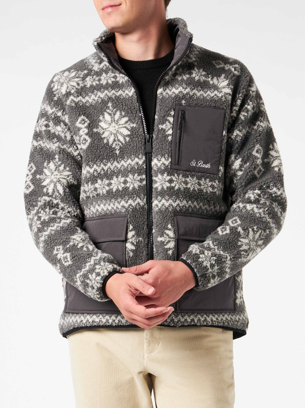 Giacca Keystone in sherpa con motivo nordico product image 1
