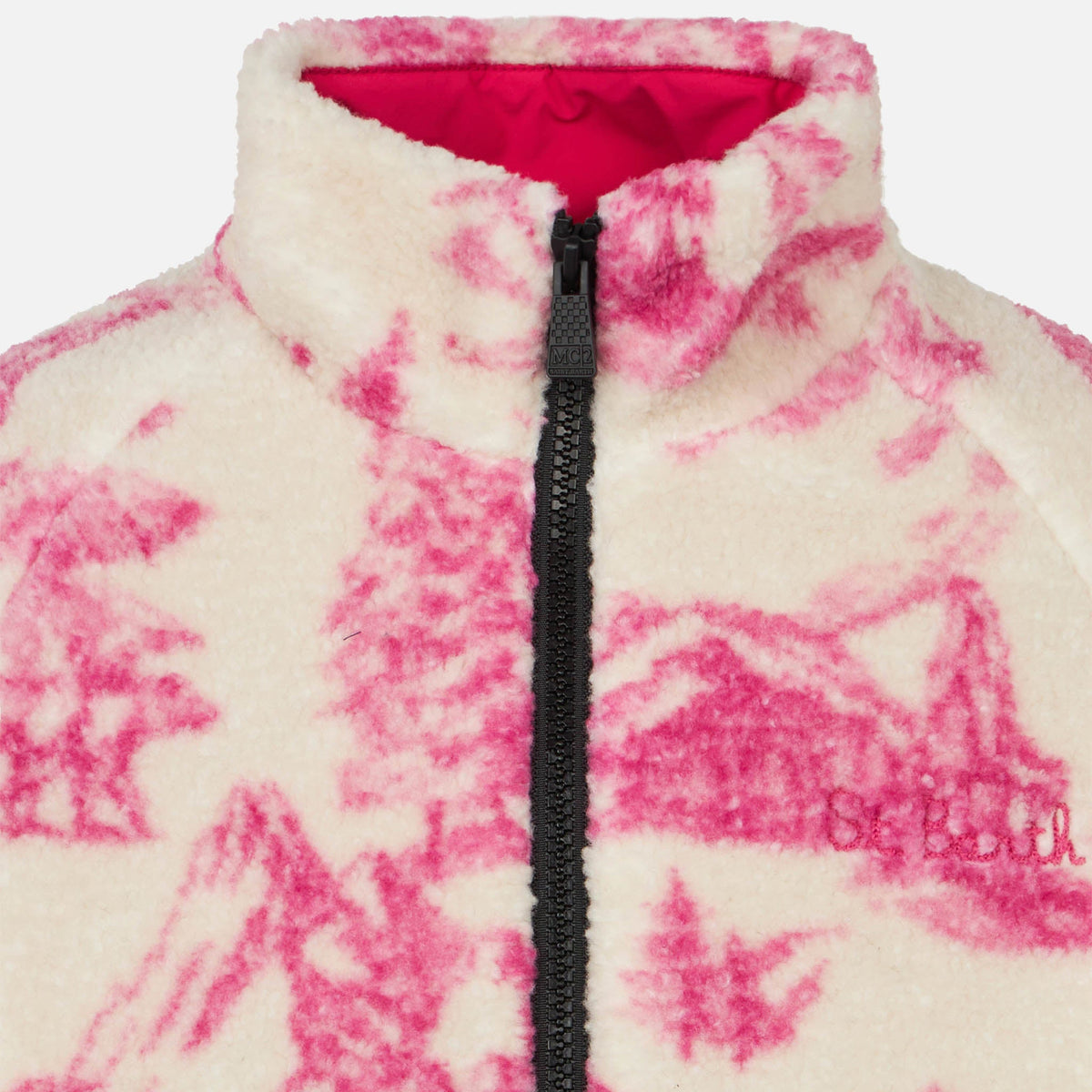 Giacca Keystone Jr bianca in sherpa con stampa toile de product image 3