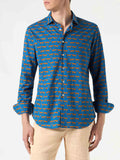 Camicia Sikelia blu navy in mussola con stampa felini product image 1