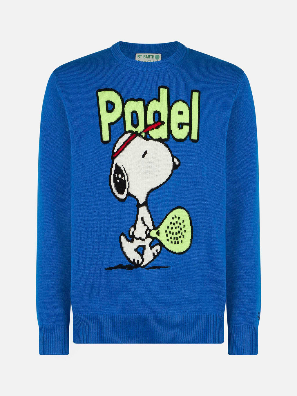 Maglia girocollo Heron blu con jacquard Snoopy padel | Special Edition
