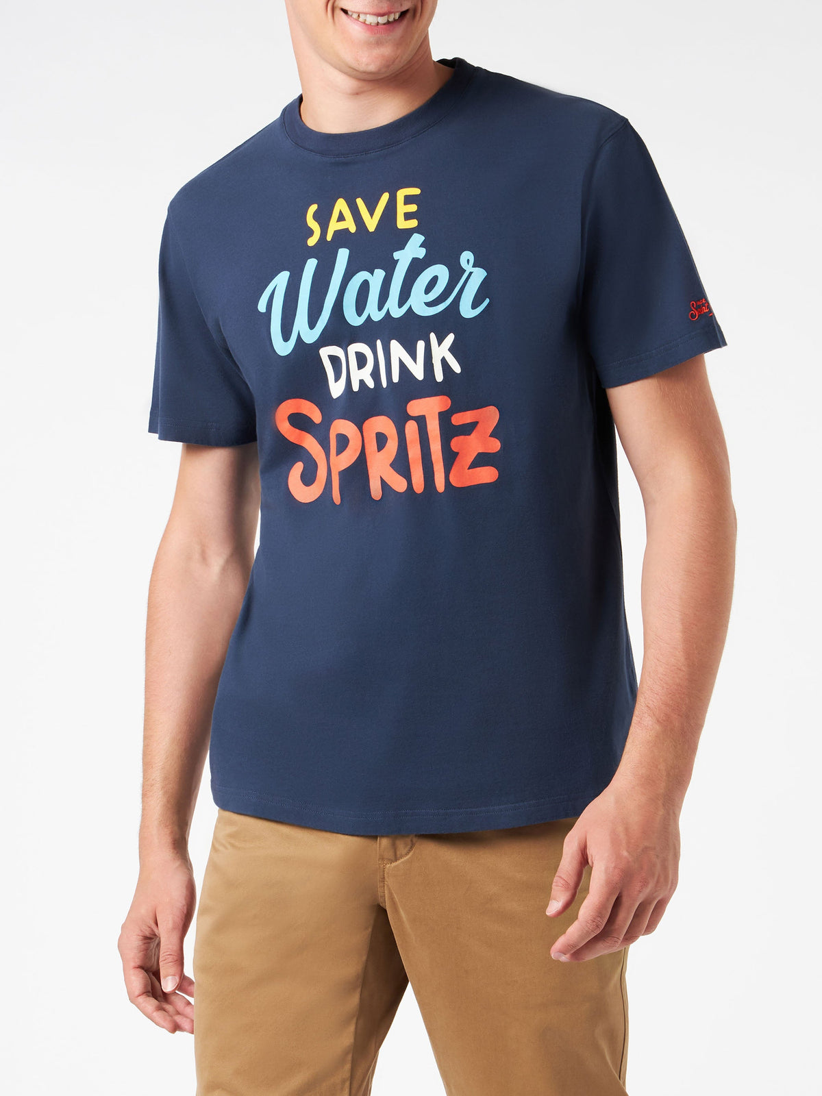 T-shirt Arnott blu navy con stampa Save Water Drink Spritz product image 3