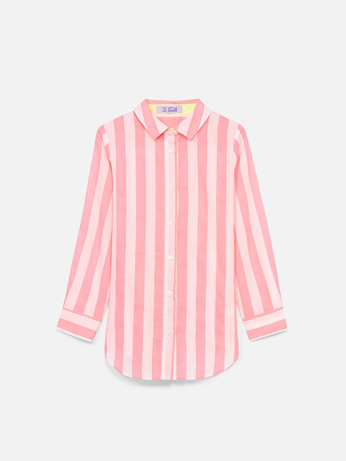 Camicia Mini Brigitte a righe bianche e rosa con ricamo St. product image 2