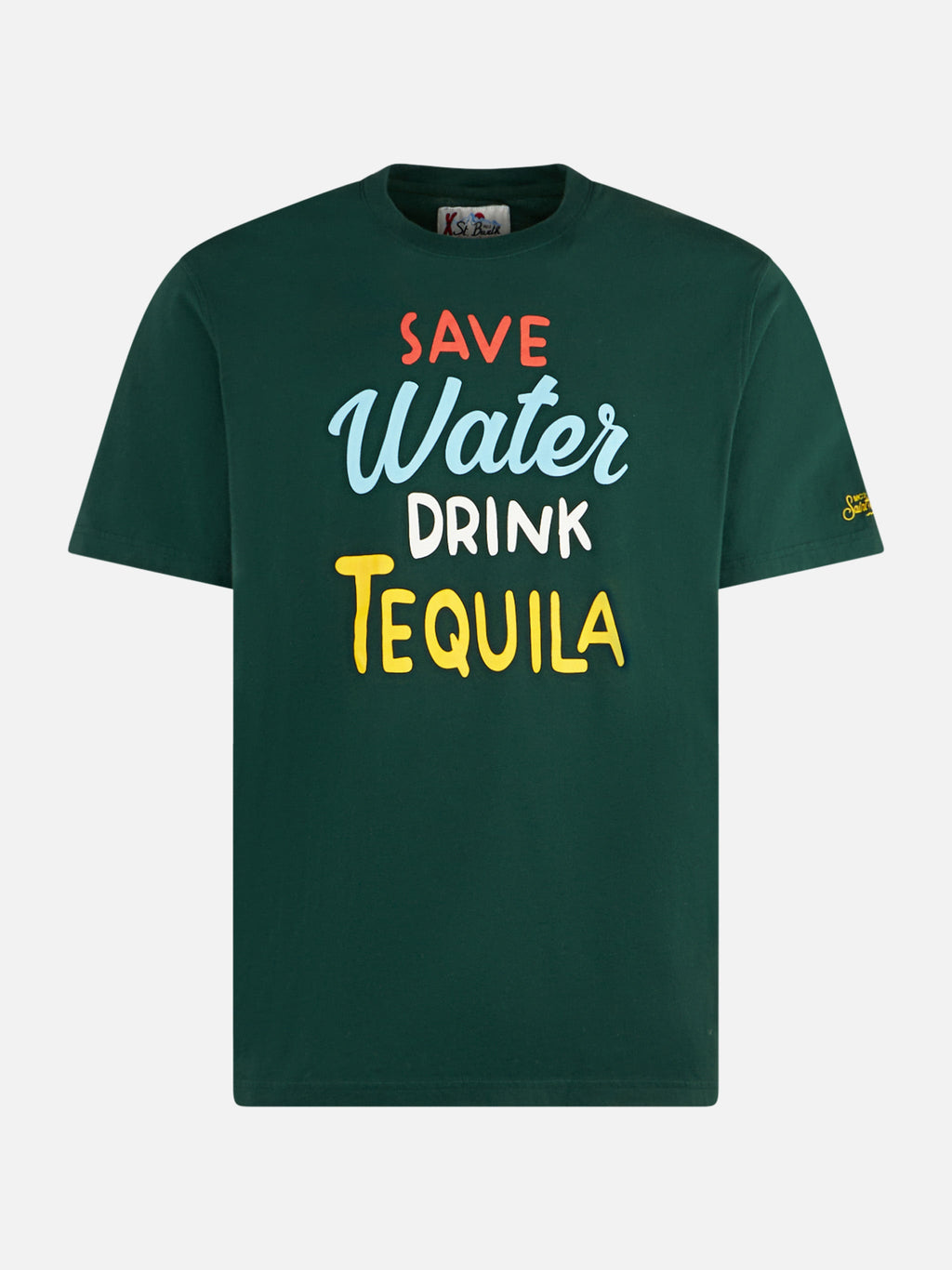 T-shirt Arnott verde scuro con stampa Save Water Drink product image 1