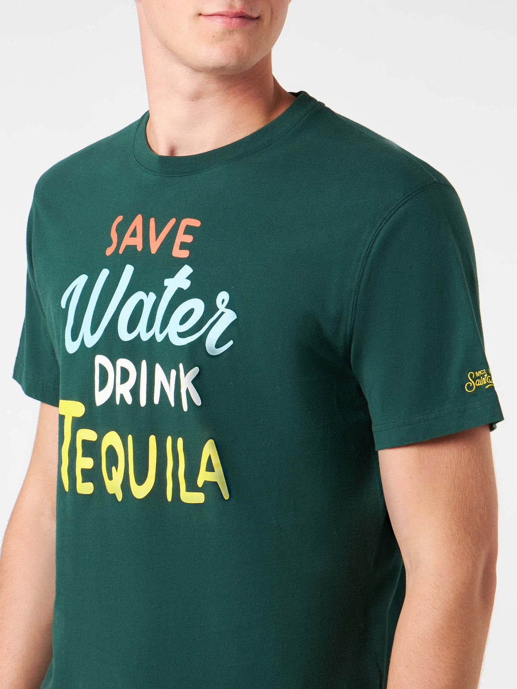 T-shirt Arnott verde scuro con stampa Save Water Drink product image 3