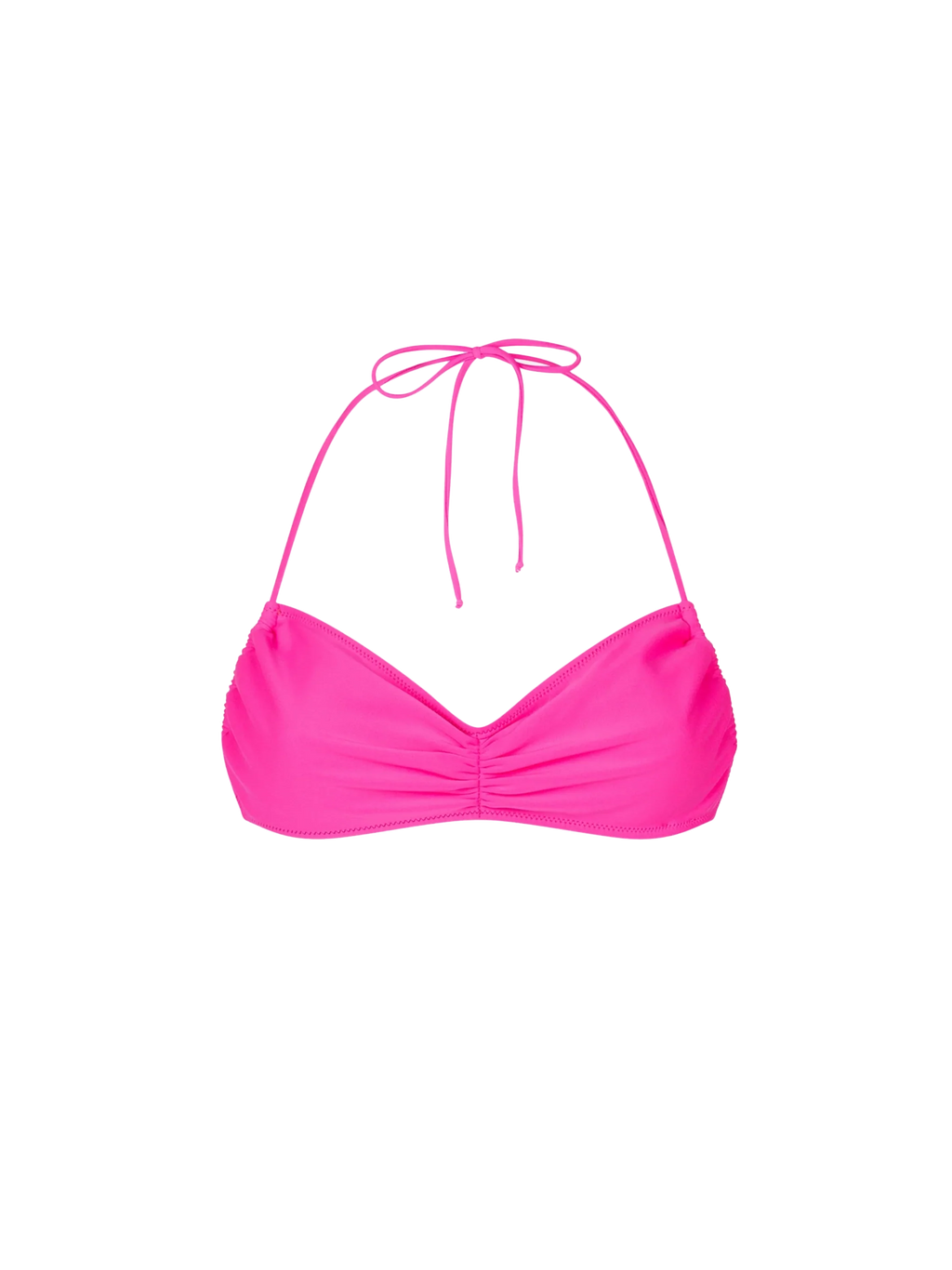 Top bikini a fascia Levante fucsia in tessuto crinkle