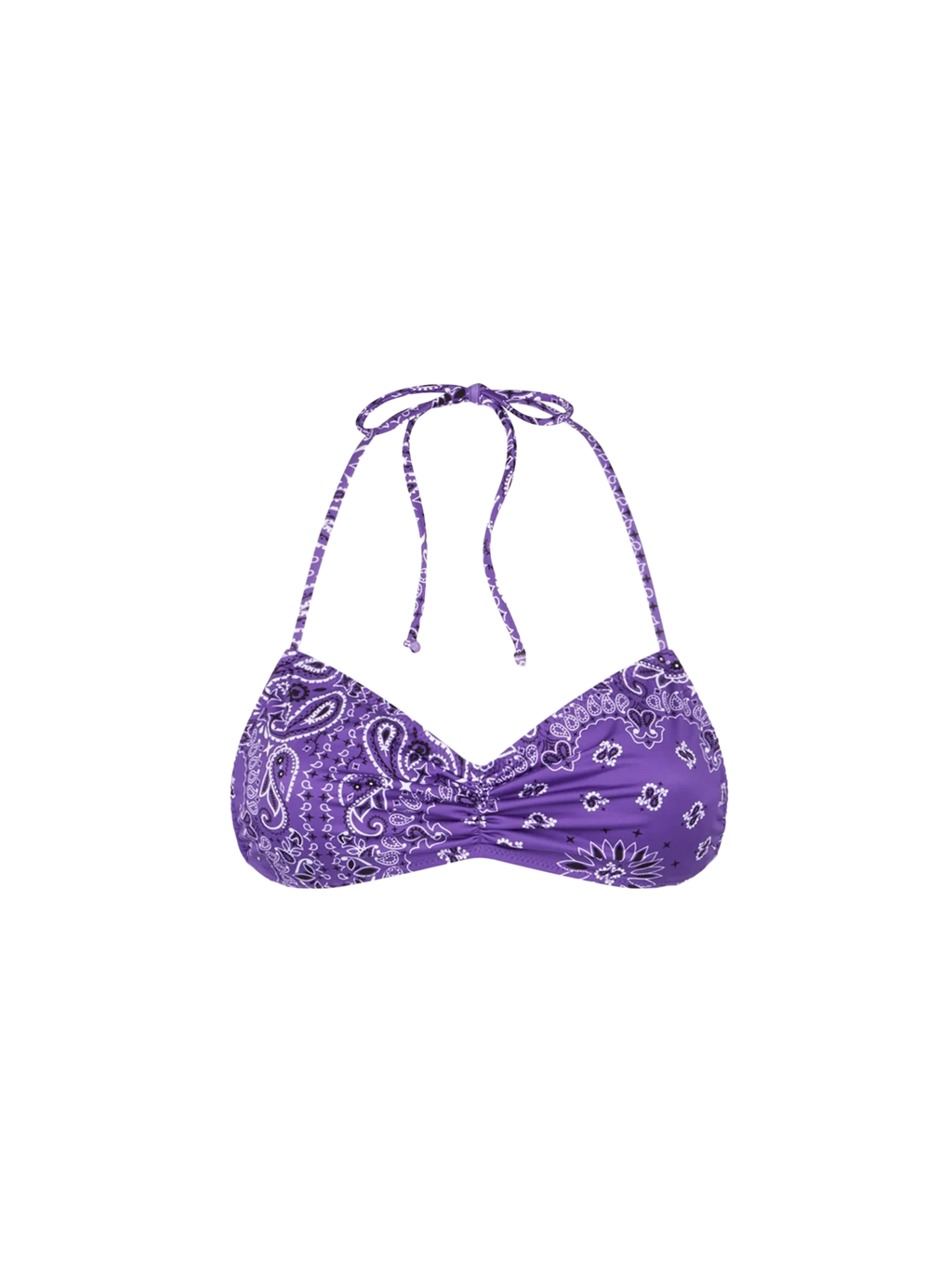 Top bikini a fascia Levante viola con stampa bandana