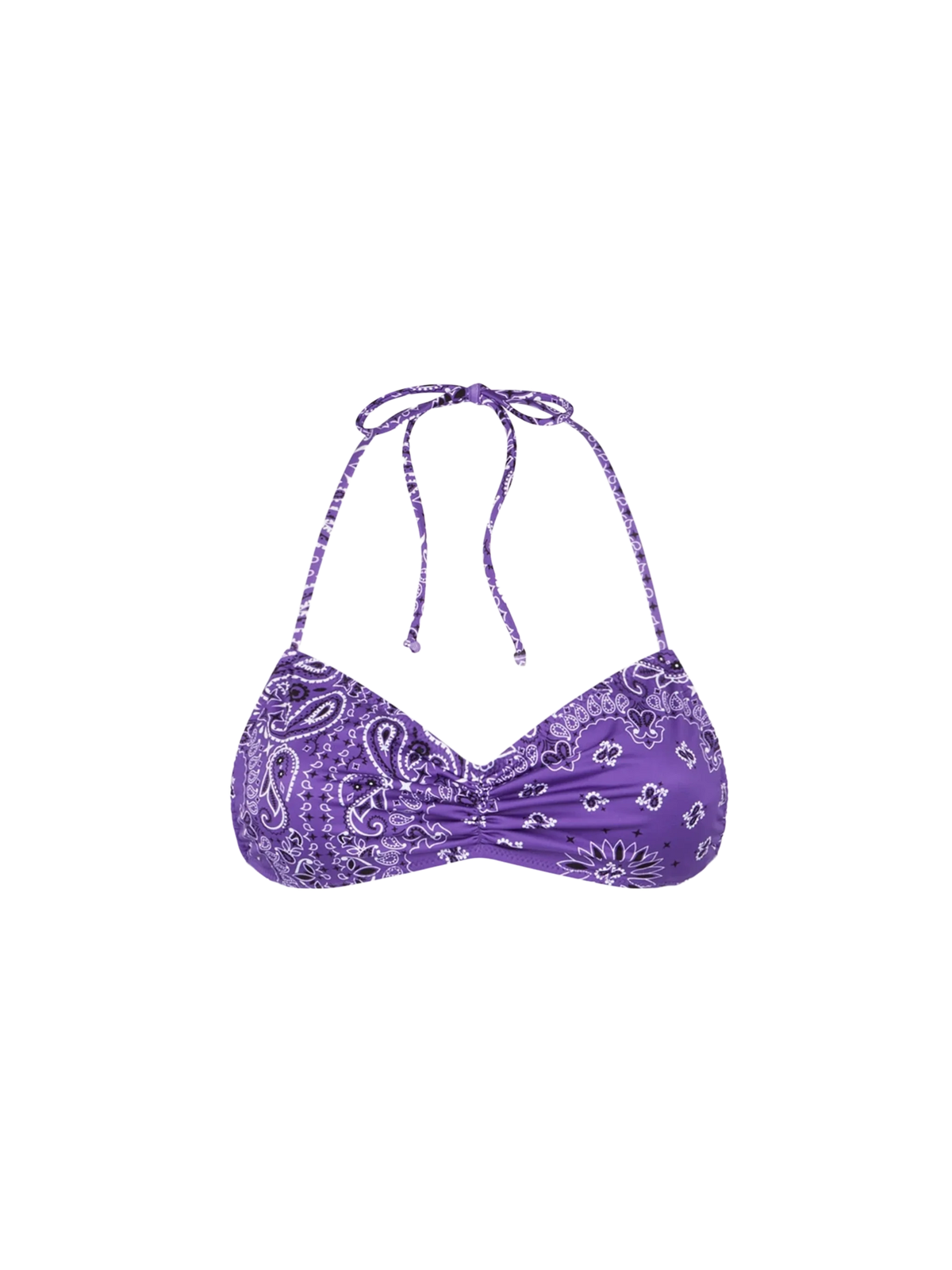 Top bikini a fascia Levante viola con stampa bandana