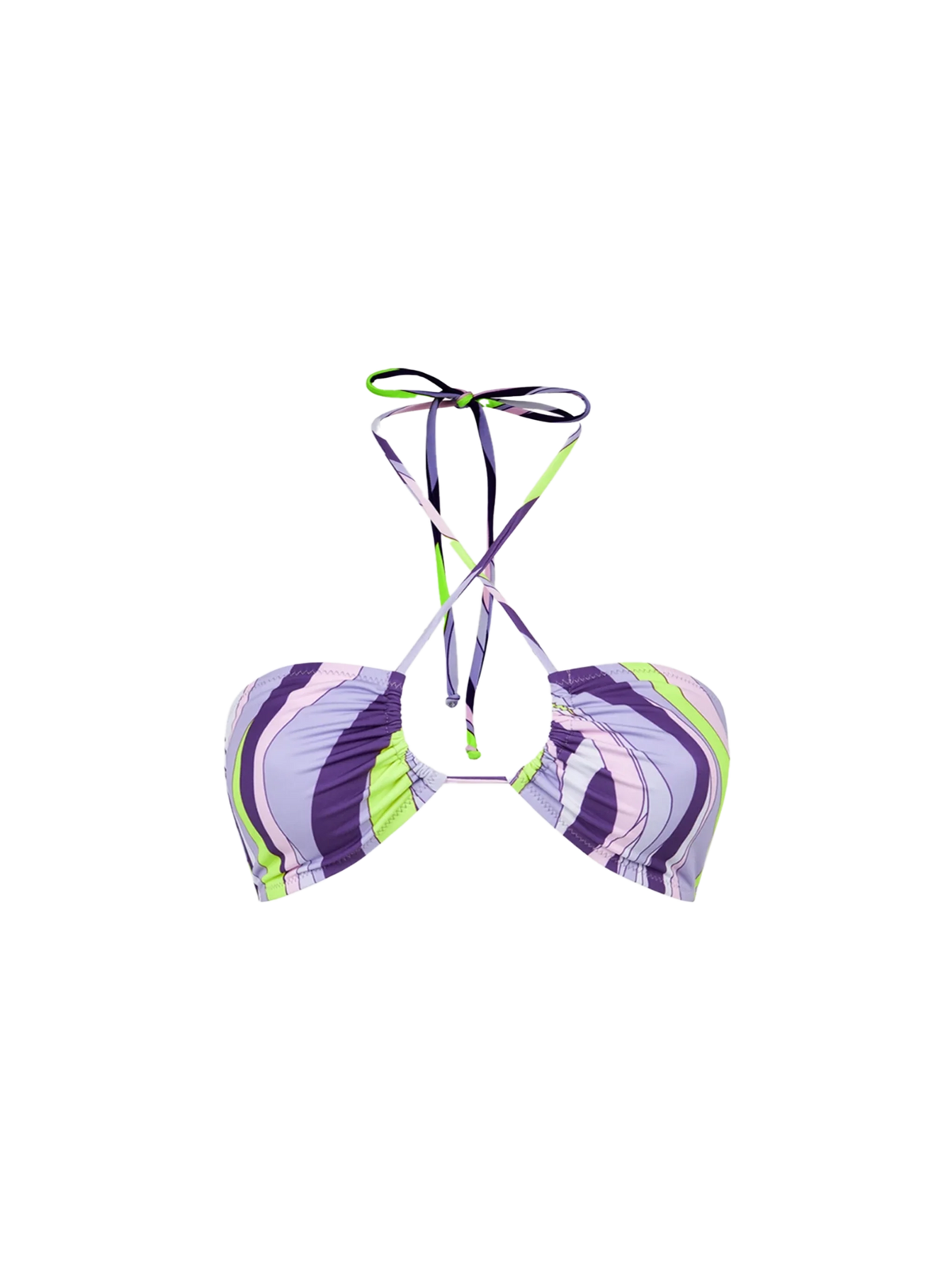 Top bikini all’americana Dahlia con stampa onde