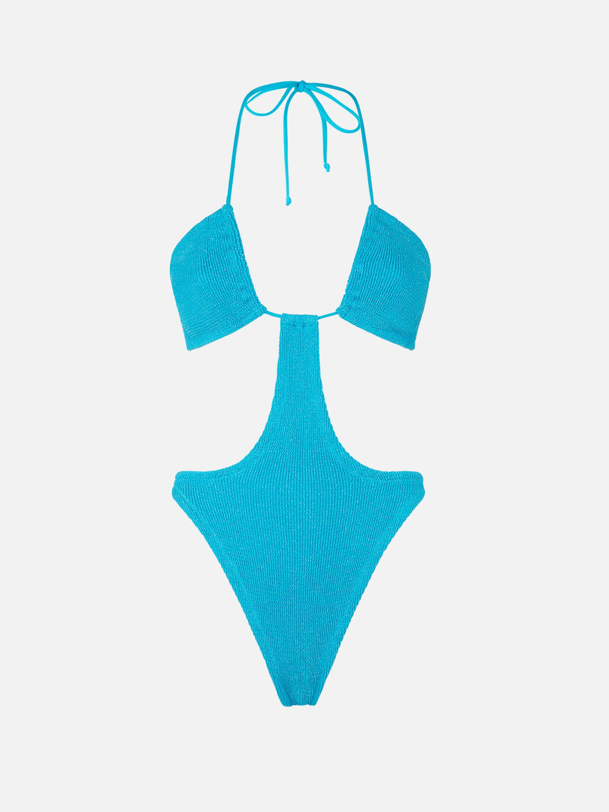 Trikini Tyra azzurro in lurex crinkle