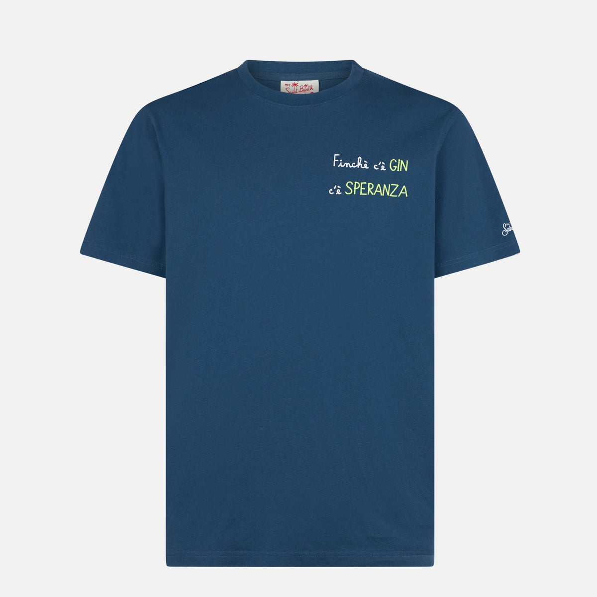 T-shirt blu con ricamo Finchè c’è Gin c’è Speranza product image 4