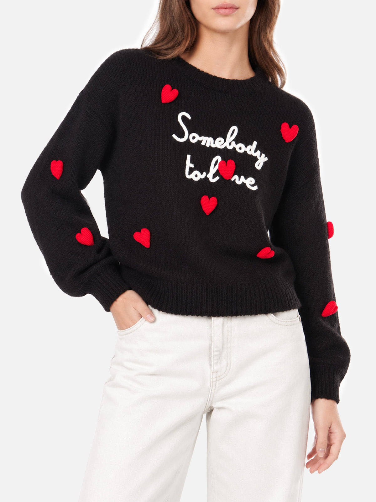 Maglia Danya Soft nera con ricamo Somebody to love