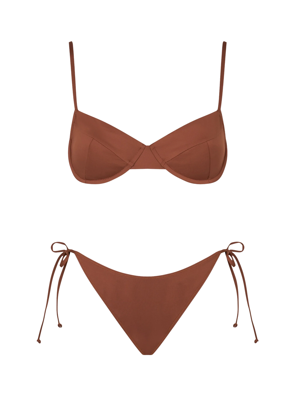 Bikini Bea Virgo bralette con ferretto marrone tinta unita