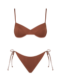 Bikini Bea Virgo bralette con ferretto marrone tinta unita