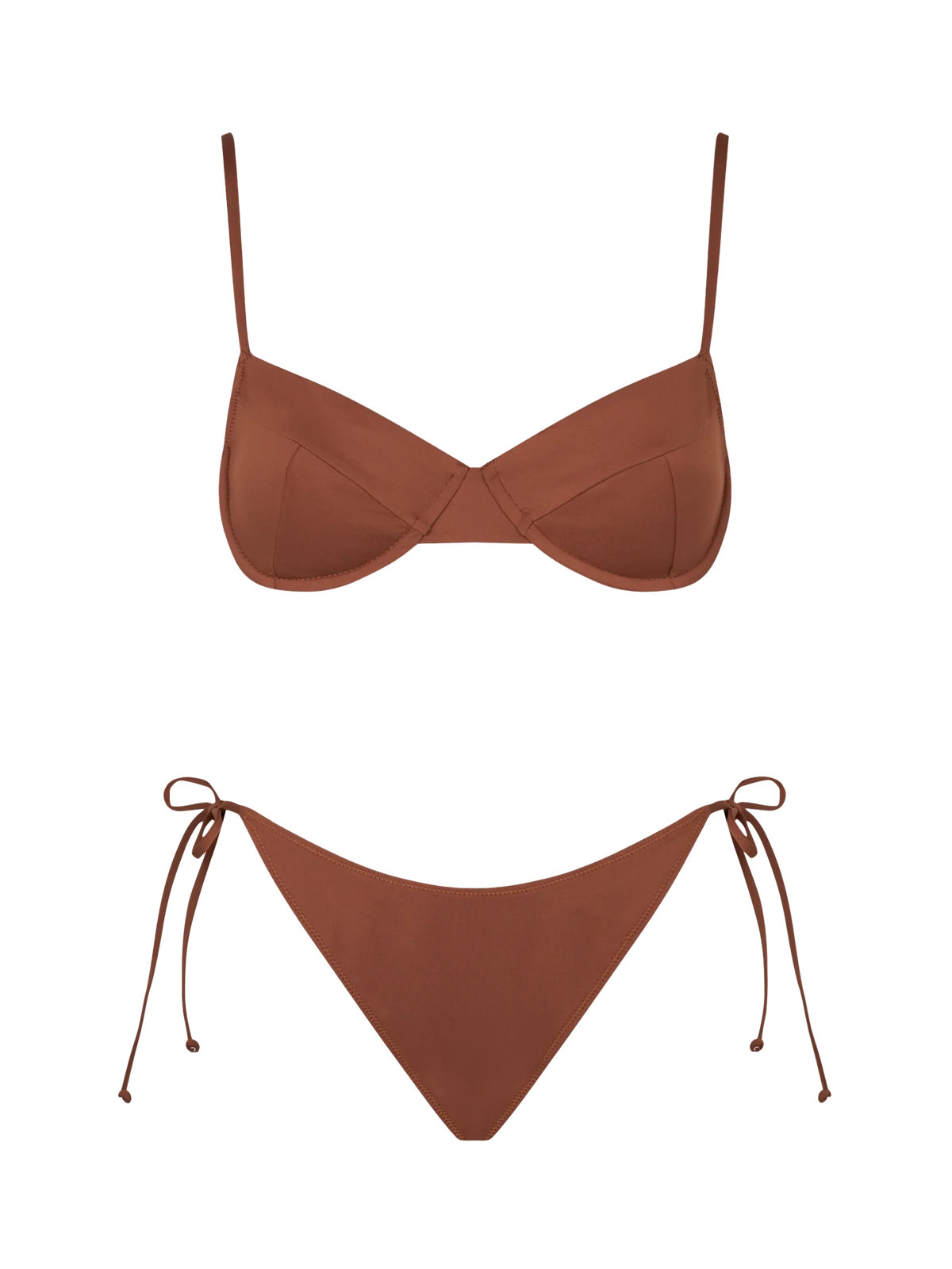 Bikini Bea Virgo bralette con ferretto marrone tinta unita