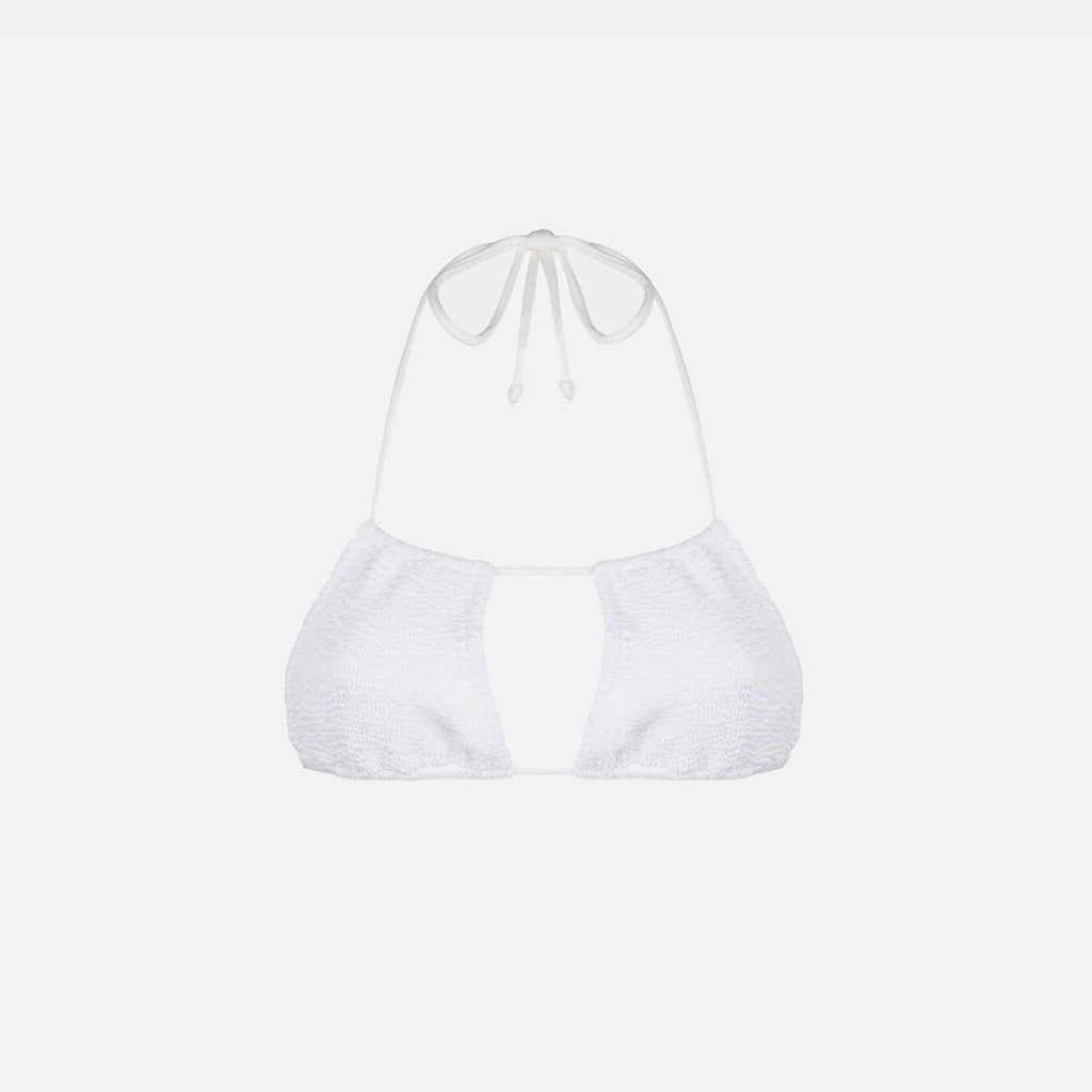 Top bikini Lyam bianco in tessuto crinkle