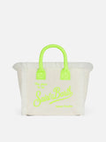 Borsa a mano Colette bianco panna in spugna con frange