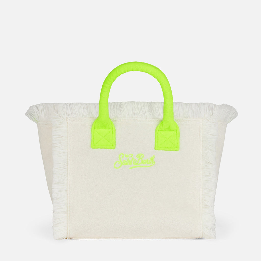 Borsa a mano Colette bianco panna in spugna con frange