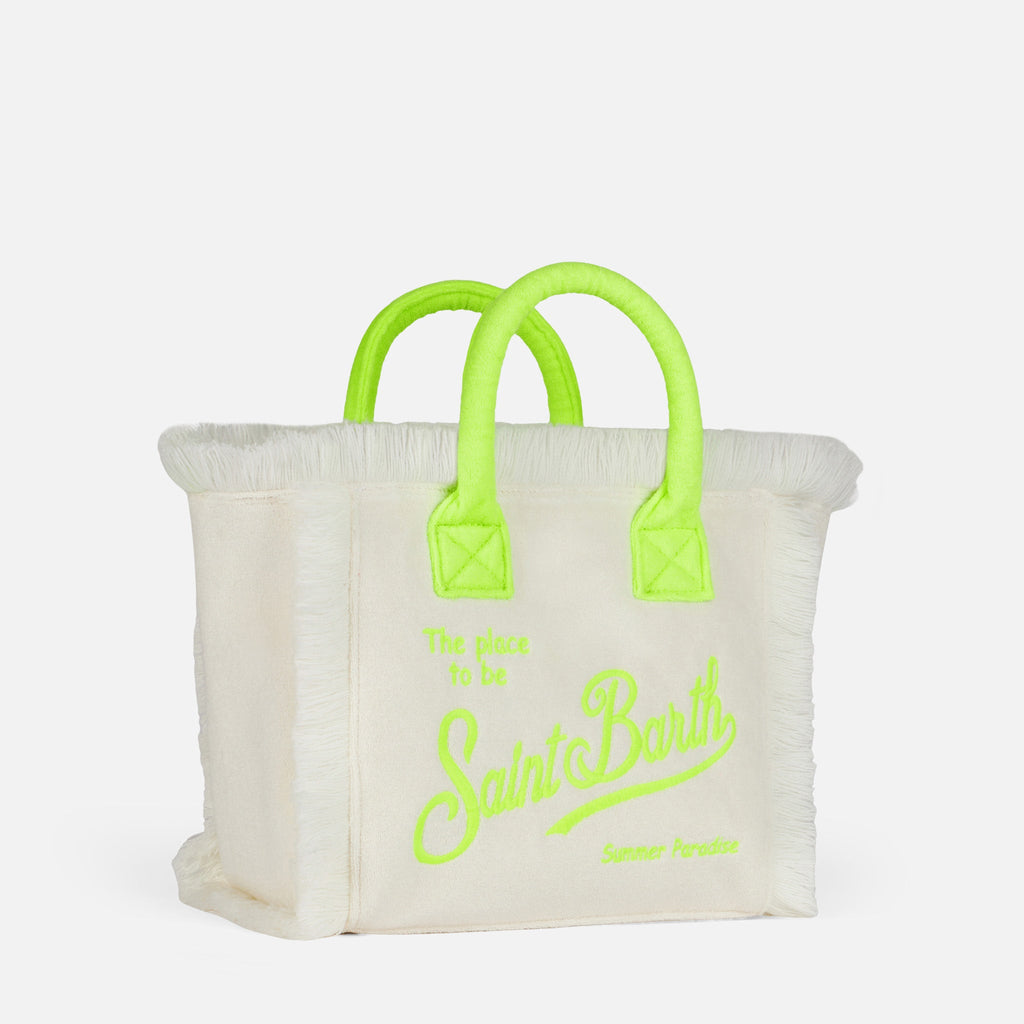 Borsa a mano Colette bianco panna in spugna con frange