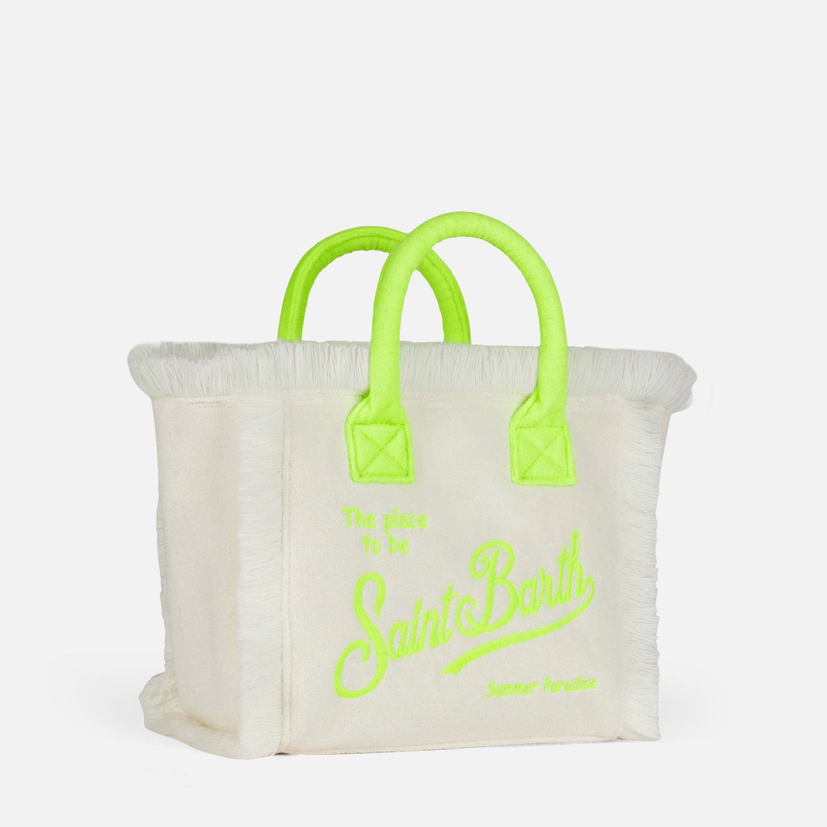 Borsa a mano Colette bianco panna in spugna con frange