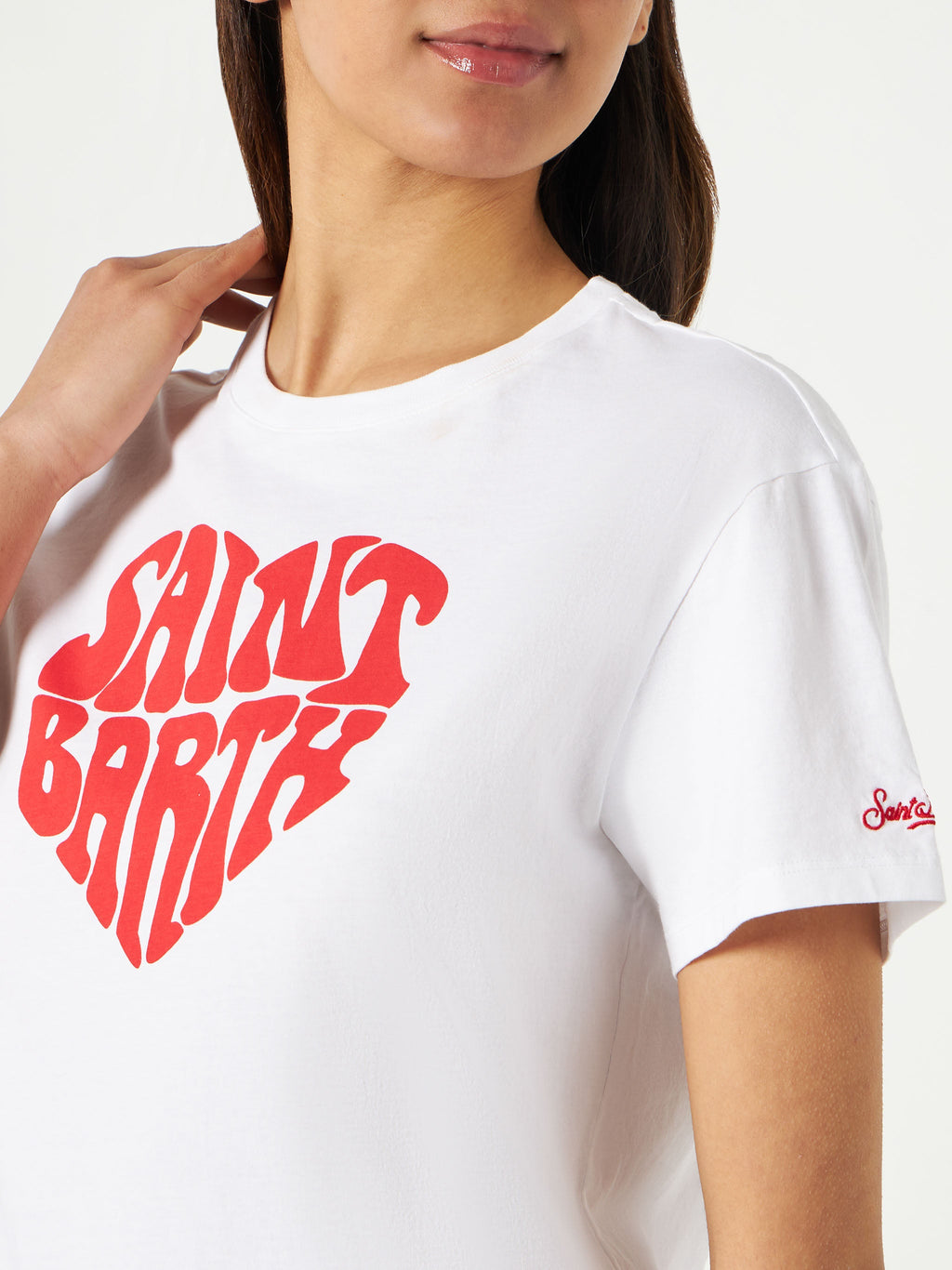 T-shirt Emilie bianca con lettering logo rosso product image 2