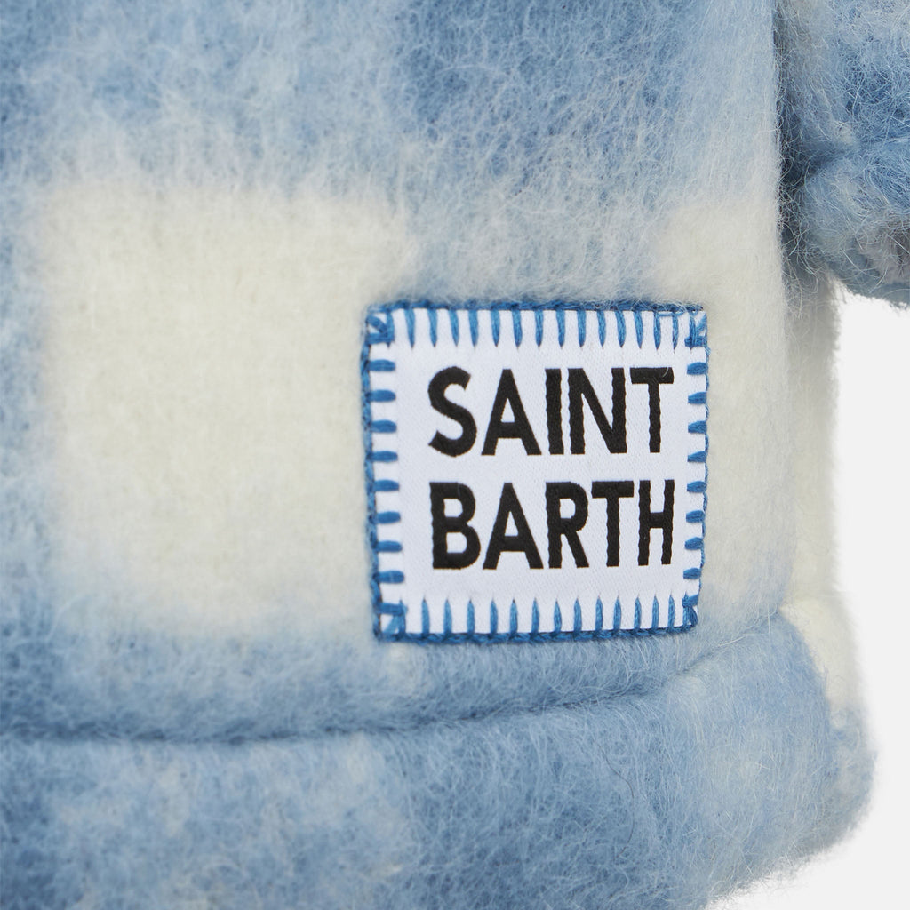 Overshirt Marceline Jr azzurro a quadri con frange